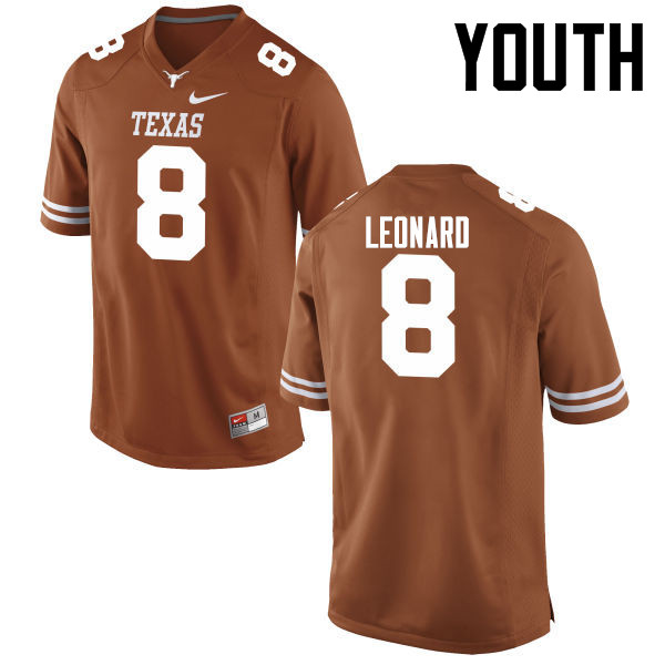 Youth #8 Dorian Leonard Texas Longhorns College Football Jerseys-Tex Orange
